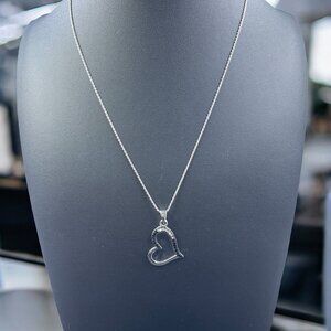 Coquette Sterling Silver 925 Heart Pendant Necklace 18 Inch Dainty Romantic Gift